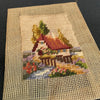 vintage needlepoint cottage stream bridge antique